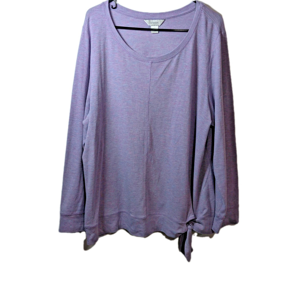 Christopher & Banks Shirt Women's Plus Size 1X Purple Pullover Tie Tunic Blouse